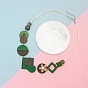 Wooden Leaf Bib Necklaces for Women, with White Imitation Leather Cord, Platinum