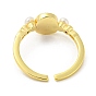 Natural Pearl Flower Open Cuff Ring, Brass Enamel Finger Ring with Cubic Zirconia