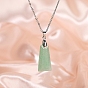 Natural & Synthetic Gemstone Trapezoid Pendant Necklaces, Stainless Steel Cable Chain Necklaces for Women