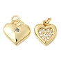 Латунные микропаве прозрачные подвески с фианитом, сердце прелести, долговечный, стойки покрытие, без свинца и без кадмия