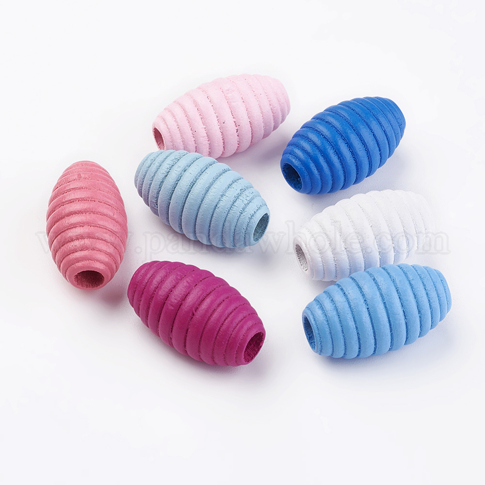 Perles de ruche en bois naturel, teint, ovale