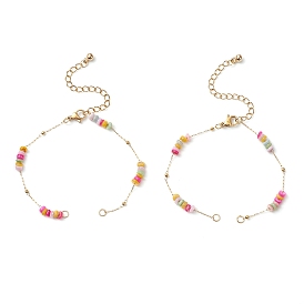 Изготовление браслета из окрашенных дисков из натуральной ракушки и 304 звеньев цепи из нержавеющей стали, красочный