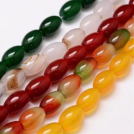 Natural Agate Bead Strands, Dyed, Rice