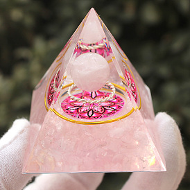 Générateurs d'énergie de résine de pyramide d'orgonite, Reiki – copeaux de quartz rose naturel à l'intérieur, pour la décoration de la maison et du bureau