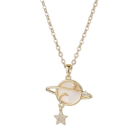 Brass Pendants Necklaces, Cable Chain Necklaces, Planet
