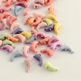 Craft Style Acrylic Beads, Dolphin, 12x7x4mm, Hole: 2mm, about 3300pcs/500g