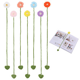 7 pièces 7 couleurs marque-page fleur en polyester mohair