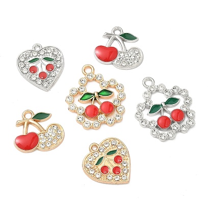Сплава кристалла горный хрусталь подвески, подвески в виде красной вишни с эмалью