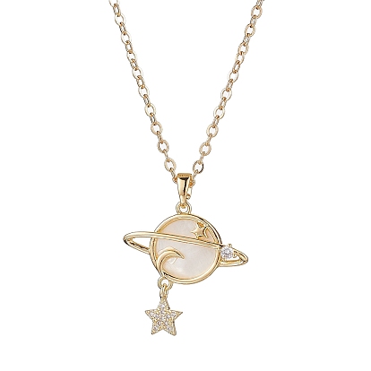 Brass Pendants Necklaces, Cable Chain Necklaces, Planet