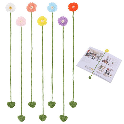 7 pièces 7 couleurs marque-page fleur en polyester mohair