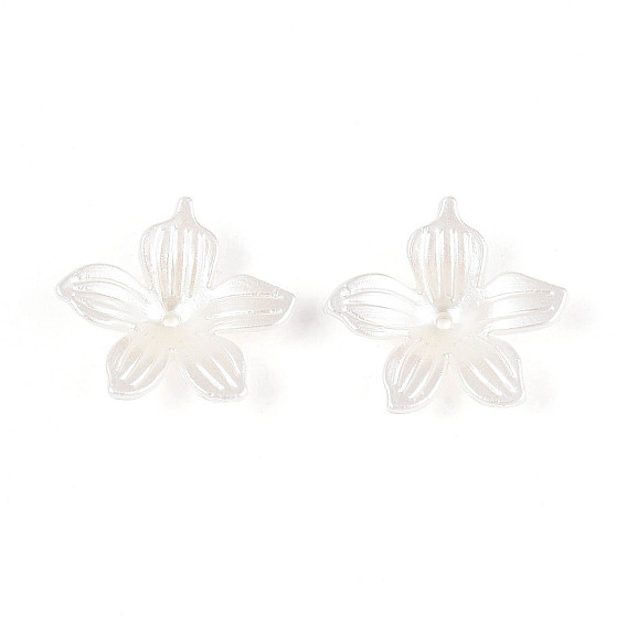 5-лепестковые бусины из АБС-пластика с имитацией жемчуга и акриловыми колпачками, цветок