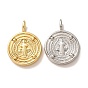 Brass Pendants, Flat Round with St. Benedict Charms