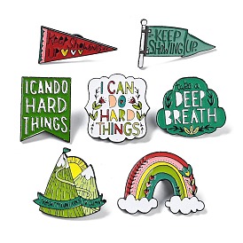 Flag/Cloud/Rainbow with Inspiring Word Enamel Pins, Black Alloy Brooch for Backpack Clothes