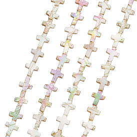 Нити бусины из натуральных пресноводных ракушек, AB цвет, крестик