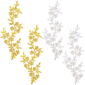 4шт 2 цвета полиэстер гладить/пришивать нашивки, термоклей, аппликации из ткани, цветок