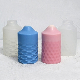 3D Pillar with Heart/Wave DIY Food Grade Silicone Candle Molds, Aromatherapy Candle Moulds, Scented Candle Making Molds