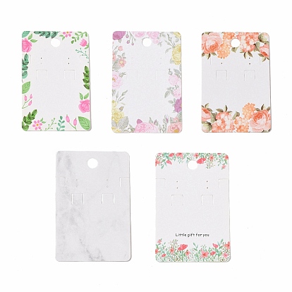 Rectangle Floral/Marble Paper Jewelry Display Cards with Hanging Hole, for Earring & Necklace Display