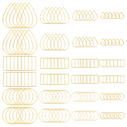 200шт. 12 стили латунные соединительные кольца, разнообразные
