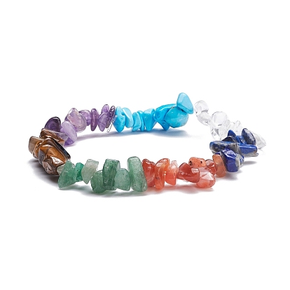 Natural & Synthetic Mixed Chips Beads Stretch Bracelet for Women