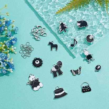 SUNNYCLUE DIY Charm Bracelet Making Kits, Including 304 Stainless Steel Cable Chains, Mixed Shapes Alloy Enamel Pendants, Alloy Lobster Claw Clasps and Iron Jump Rings
