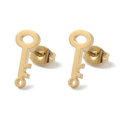 Ion Plating(IP) 304 Stainless Steel Stud Earring Findings, Key