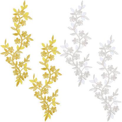 4шт 2 цвета полиэстер гладить/пришивать нашивки, термоклей, аппликации из ткани, цветок