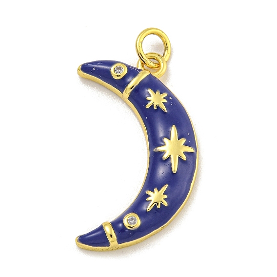 Покрытие стойки латунь микропаве прозрачные подвески из кубического циркония, с эмалью, долговечный, без кадмия и без свинца, луна