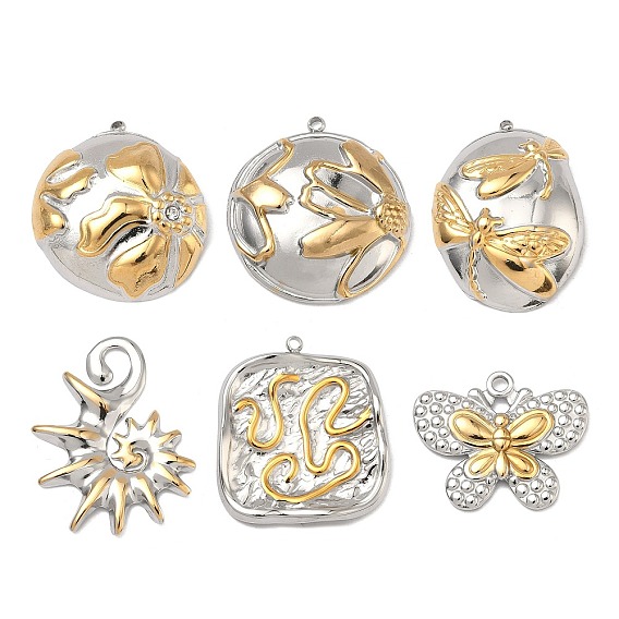 Два тона 304 из нержавеющей стали подвески, золотистый и цвет нержавеющей стали