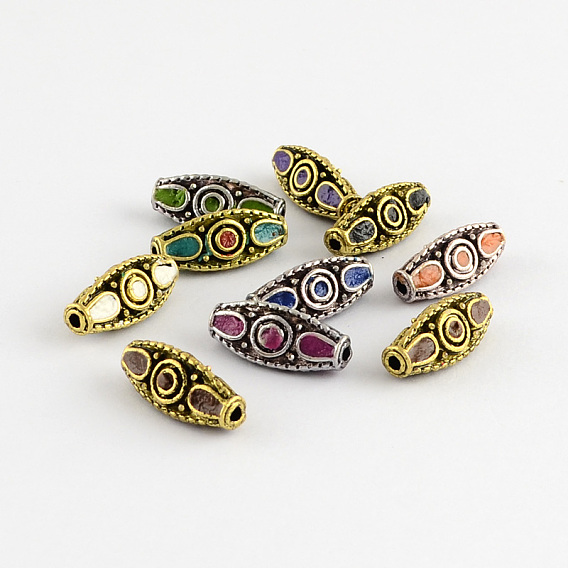 Triangle Handmade Indonesia Beads, with Alloy Cores, 19x8x8mm, Hole: 1.5mm