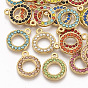 Goldton 304 Anhänger aus Edelstahl, mit Strass, runden Ring