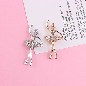 Cute Ballet Dancer Brooch Pin with Rhinestones - Creative Alloy Breastpin Jewelry