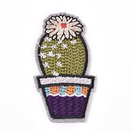 Computerized Embroidery Cloth Iron on/Sew on Patches, Costume Accessories, Appliques, for Backpacks, Clothes, Cactus