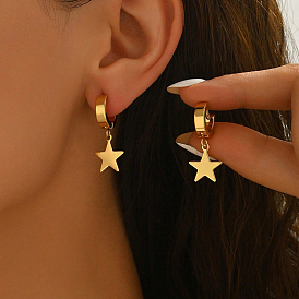 Серьги-кольца из нержавеющей стали в форме звезды