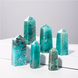 Tower Natural Amazonite Home Display Decoration, Healing Stone Wands, for Reiki Chakra Meditation Therapy Decors, Square Prism