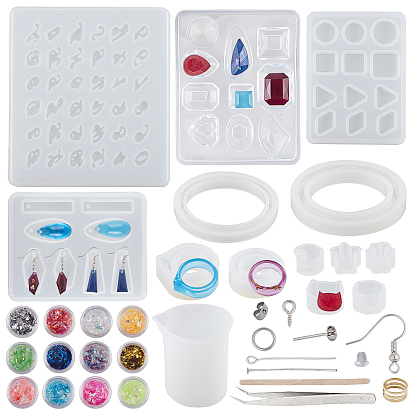 DIY Earring Making, with Silicone Molds, 304 Stainless Steel Post Stud Earring Setting, Brass Earring Hooks, Iron Screw Eye Pin Peg Bails and Sequins/Paillette