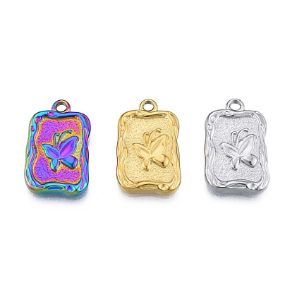 304 подвески из нержавеющей стали, Прямоугольник с бабочкой