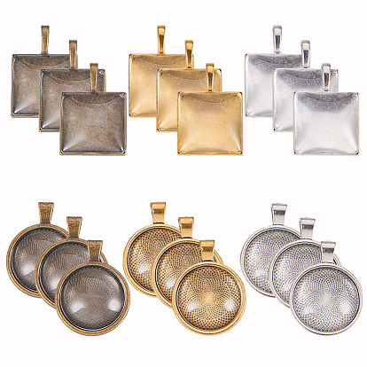Ювелирные изделия diy pendant, с подвеской кабошона из сплава и стеклянным кабошоном, плоский круглый и квадратный