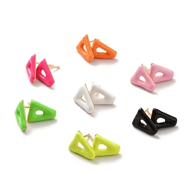 Enamel Triangle Stud Earrings, Real 18K Gold Plated Brass Jewelry for Women, Cadmium Free & Lead Free