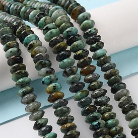 Natural African Turquoise(Jasper) Beads Strands, Saucer Beads, Rondelle