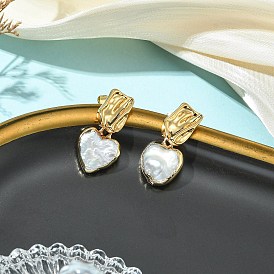 304 Серьги из нержавеющей стали, с натуральным культивированным пресноводным жемчугом