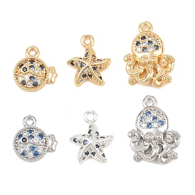 Латунные микро проложить кубического циркония подвески, подвески в виде морских звезд/осьминогов/рыб