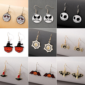 Spooky Skull Drop Earrings for Halloween Costume Party