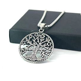 Ожерелья из нержавеющей стали с подвеской в виде дерева жизни для унисекс, не тускнеет