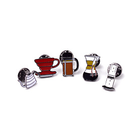 Broche en émail cafetière, badge en alliage créatif pour les vêtements de sac à dos, gris anthracite