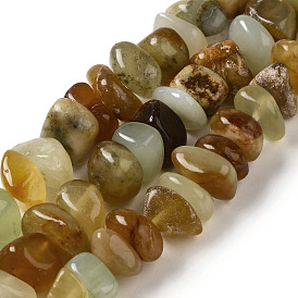 Natural Butter Jade Beads Strands, Nuggets, Tumbled Stone