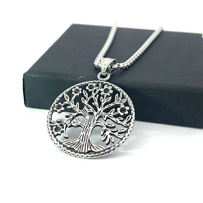 Ожерелья из нержавеющей стали с подвеской в виде дерева жизни для унисекс, не тускнеет