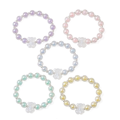 Luminous Acrylic Bear Beaded Stretch Bracelet for Women