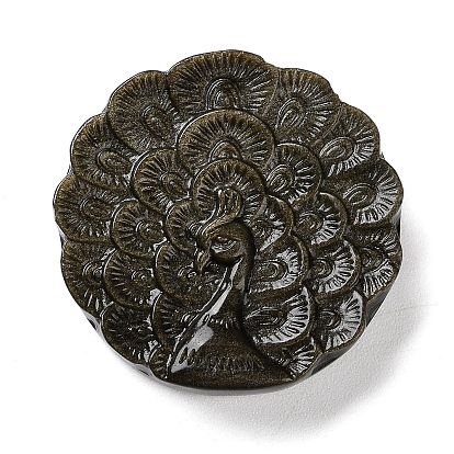 Резные подвески из натурального золотистого обсидиана, прелести павлина