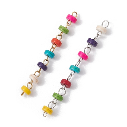 Подвески-коннекторы heishi из синтетической бирюзы, окрашенные в диск, с 304 двойными петлями из нержавеющей стали, красочный