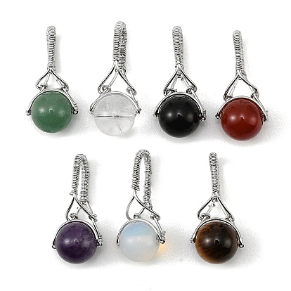 Подвески в виде шариков с драгоценными камнями, круглые подвески с латунной фурнитурой, платина